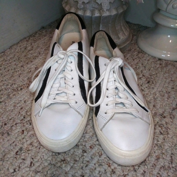 Madewell Delia Sidewalk Black & White Retro Leather Sneakers - Picture 2 of 14